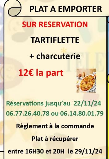 Tartiflette au profit du Téléthon le 29 novembre